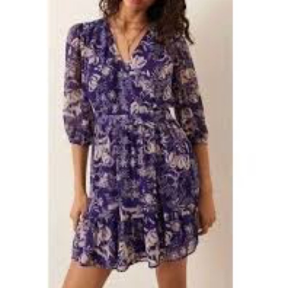 Ba&Sh Ulia Purple Violet Floral Wrap Dress Sz-2